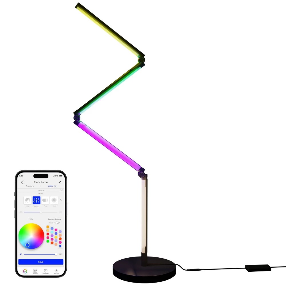 Enbrighten Vibe Wi-Fi Spectrum RGBWIC Adjustable Accent Lamp with Music Sync & Color Changing: Indoor Metal Electric Decorative Lantern