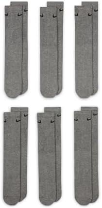 Nike Unisex Adult Everyday Cushioned Training Crew Socks (6 Pairs) - Gray, Large