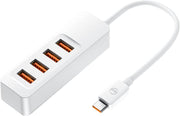 USB-C Hub to USB 3.0 Hub with 4 Ports, Data Transmission 5Gbps - White