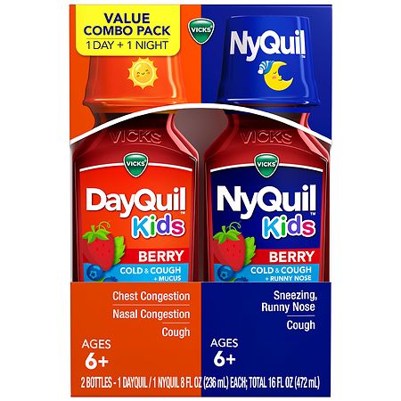 Vicks Kids DayQuil & NyQuil Berry Cold & Cough Medicine Liquid - 16 fl oz