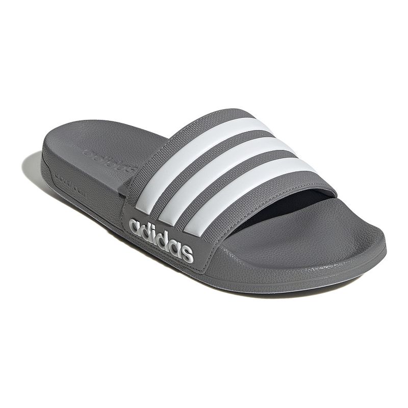 adidas Men's Adilette Shower Slides, Size 14, Gray/White