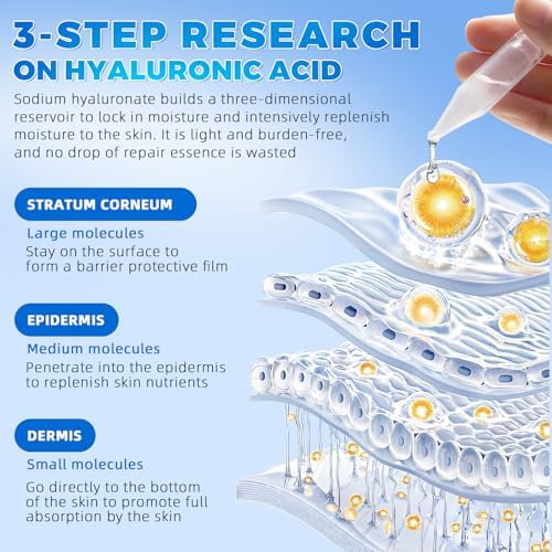 3% Pure Hyaluronic Acid Face Serum, Ultra-Hydrating Vials, 24 Hour Hydrate & Reduce Wrinkles, Anti Aging Serum,Moisturizer for Dry & Sensitive Skin(1.2 fl.oz/30pcs)