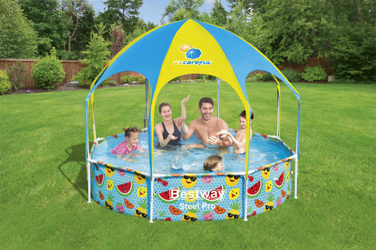 H2OGO 8 Ft. X 20 in. Round Above Ground Pool Set with Pool Shade