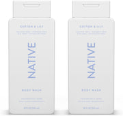 Native Body Wash with Naturally Derived Ingredients Sulfate, Paraben, & Dye Free - Cotton & Lily 18oz, 2 Pack
