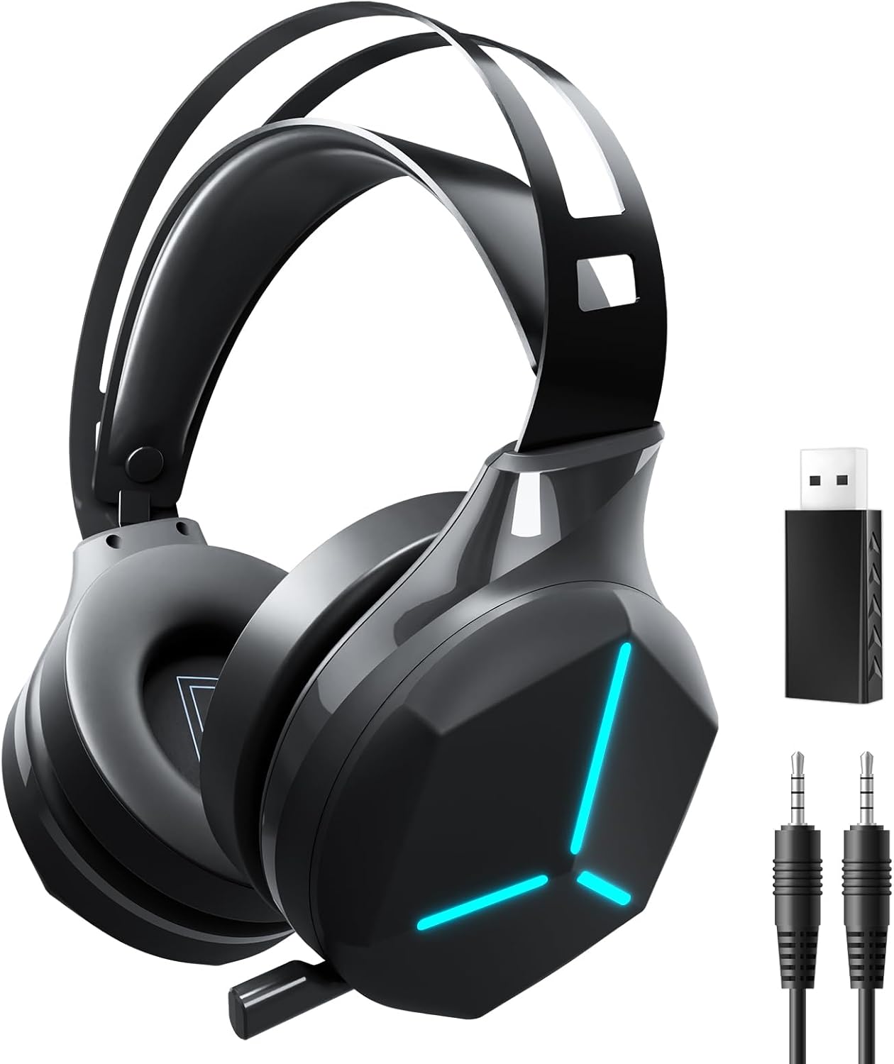 Wireless Gaming Headset with Microphone, 2.4G/Bluetooth/3.5mm 3 in 1 Stereo Gaming Headsets, Headphones Wireless Bluetooth