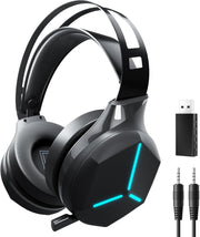 Wireless Gaming Headset with Microphone, 2.4G/Bluetooth/3.5mm 3 in 1 Stereo Gaming Headsets, Headphones Wireless Bluetooth