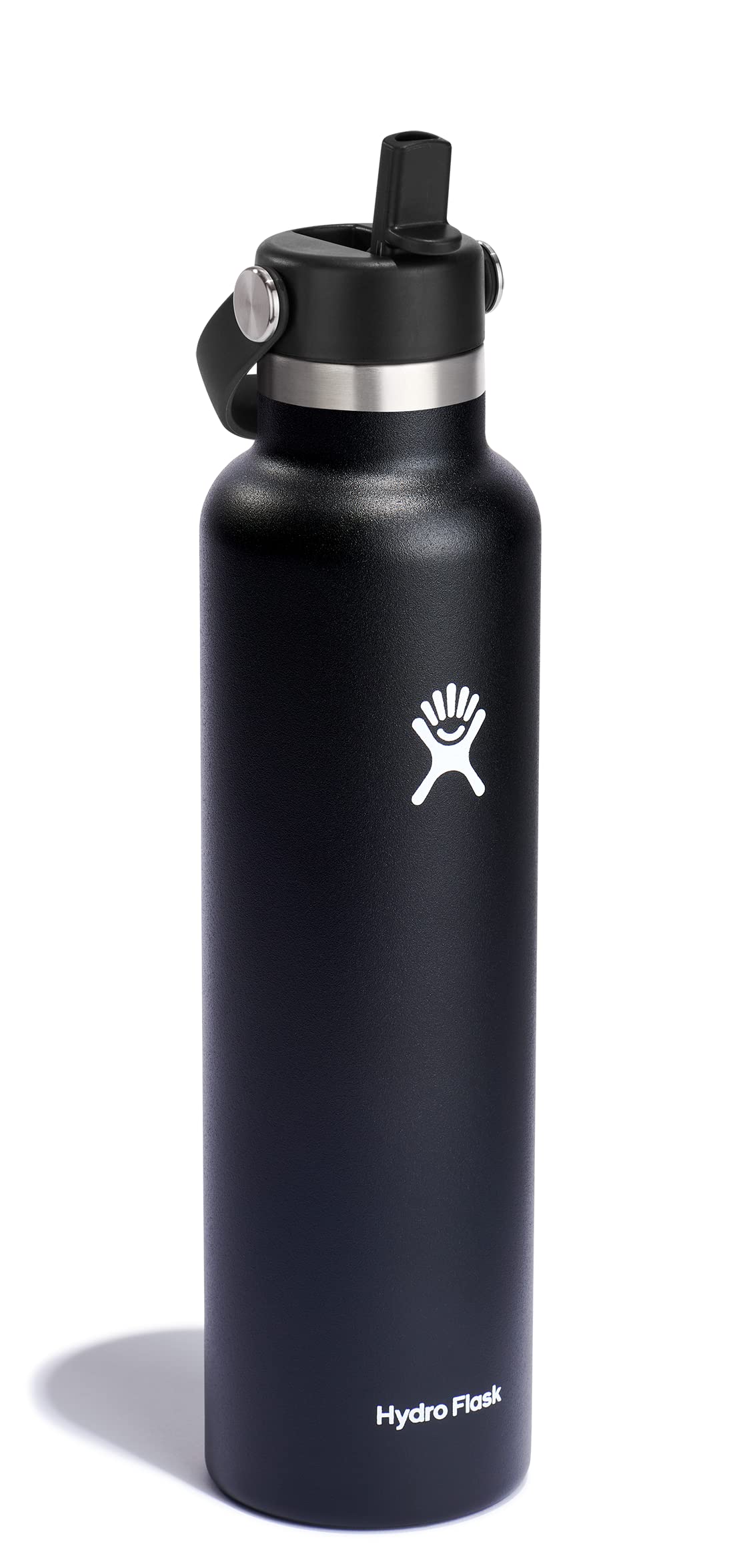 Hydro Flask Insulated Stainless Steel Waterbottle with Straw Lid, 24oz - Black