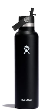 Hydro Flask Insulated Stainless Steel Waterbottle with Straw Lid, 24oz - Black