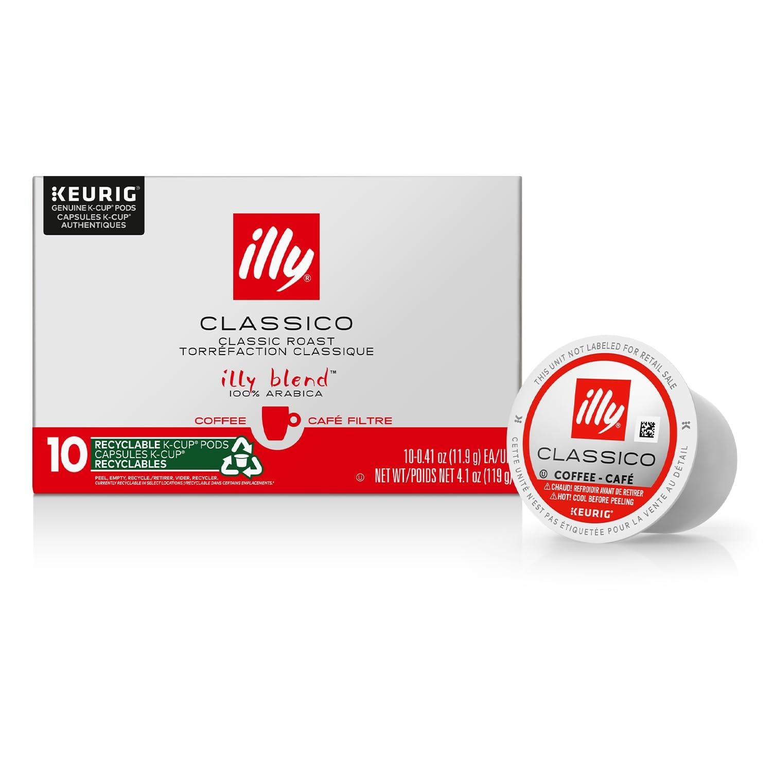 illy K-Cup Coffee Pods  Classico Medium Roast  100% Arabica  10 Ct
