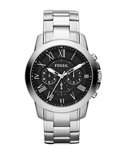 Men's Fossil Grant Chronograph Black Dial Stainless Steel 44mm Watch FS4736 *No Box*