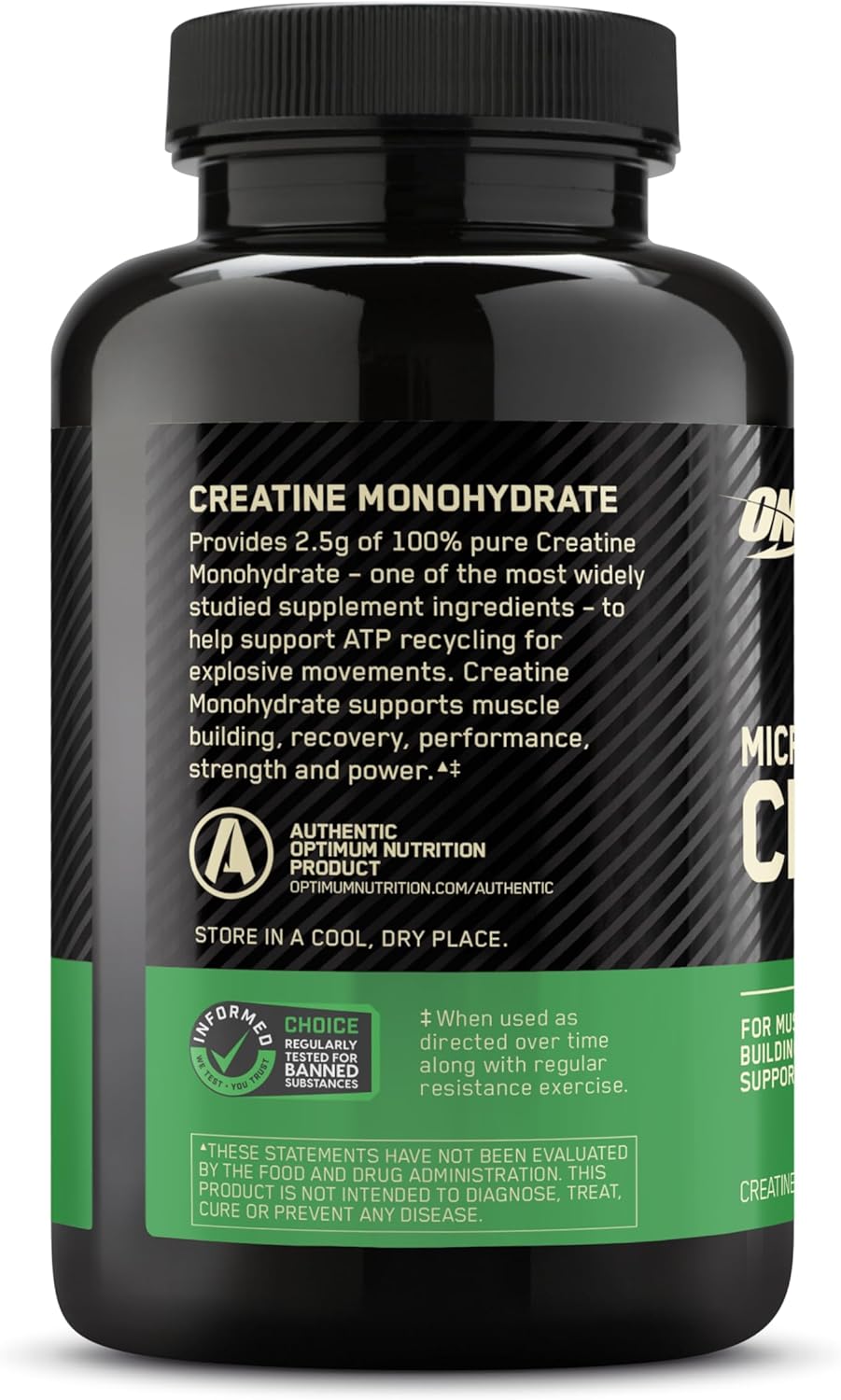 Optimum Nutrition Micronized Creatine Monohydrate Capsules  Keto Friendly  2500mg  100 Capsules