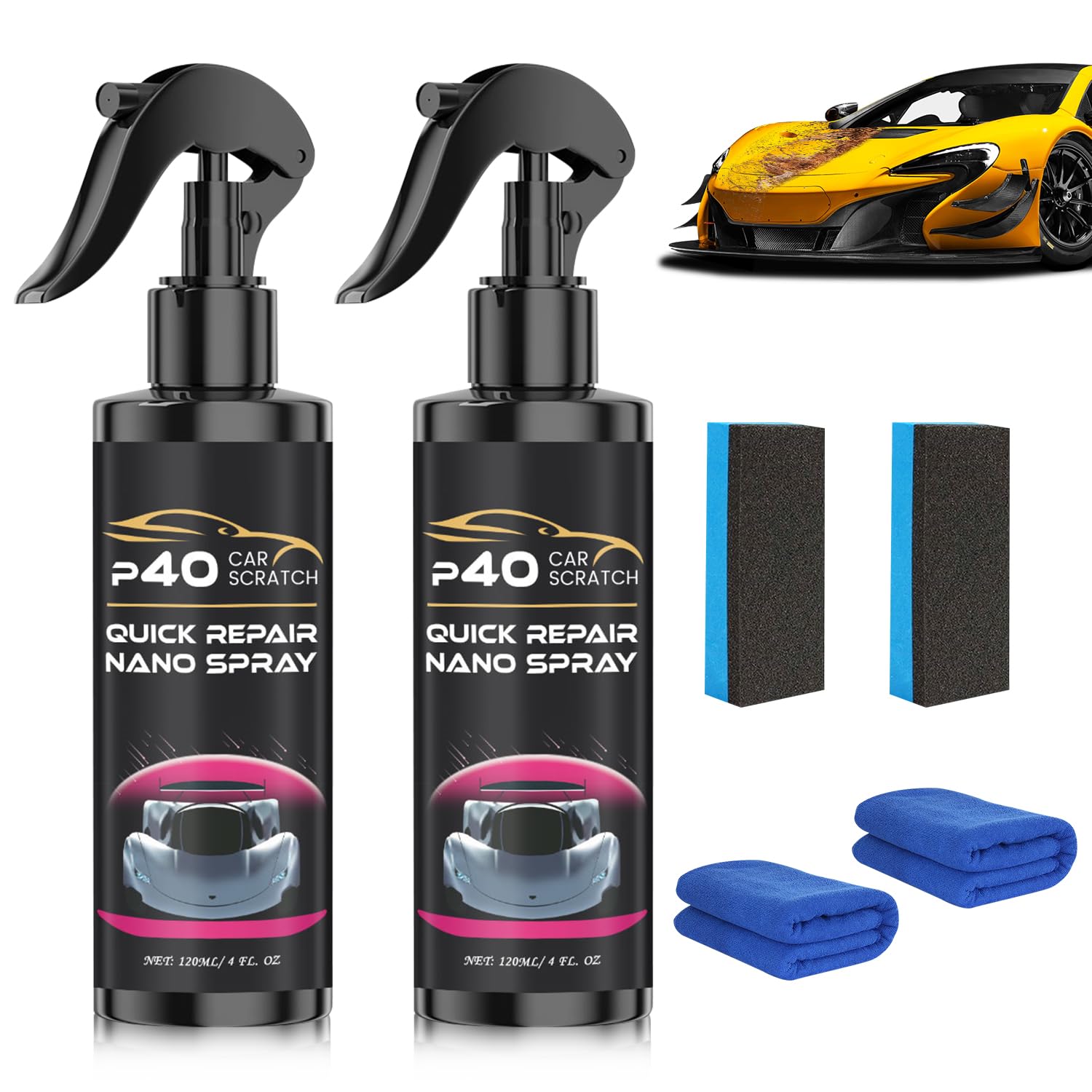 P40 Car Scratch Quick Repair Nano Spray – Instant Invisible Scratch Remover (2 Pack)