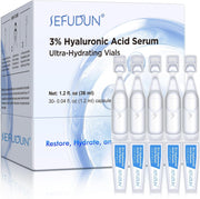 3% Pure Hyaluronic Acid Face Serum, Ultra-Hydrating Vials, 24 Hour Hydrate & Reduce Wrinkles, Anti Aging Serum,Moisturizer for Dry & Sensitive Skin(1.2 fl.oz/30pcs)