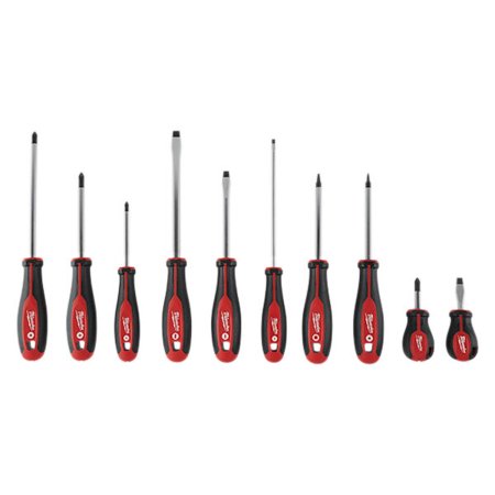 Milwaukee 10 Piece Screwdriver Set: Phillips/Slotted/Square, 3" to 8" (48-22-2710)
