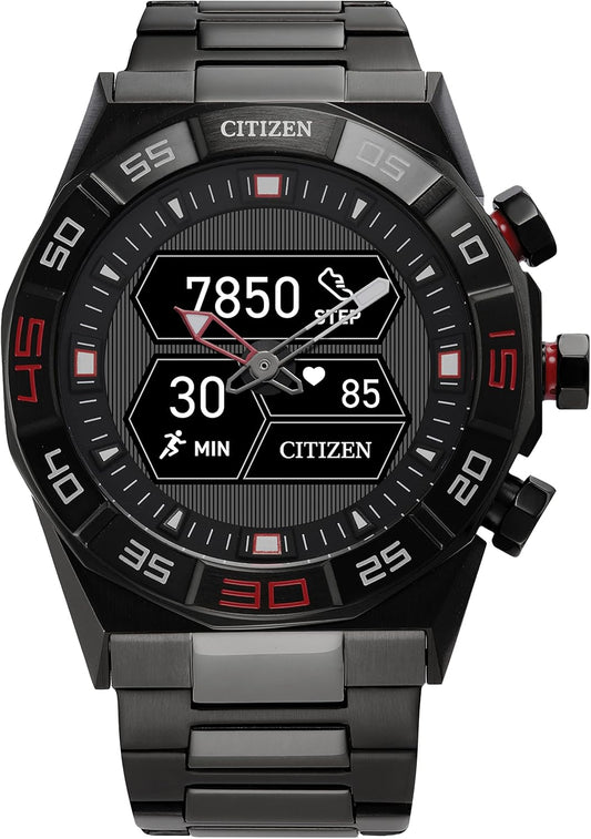 Citizen CZ Smart PQ2 Hybrid Smartwatch with YouQ Wellness app Featuring IBM Watson® AI and NASA Research, Black and White Customizable Display, Bluetooth, HR, Activity Tracker, 18-Day Battery Life