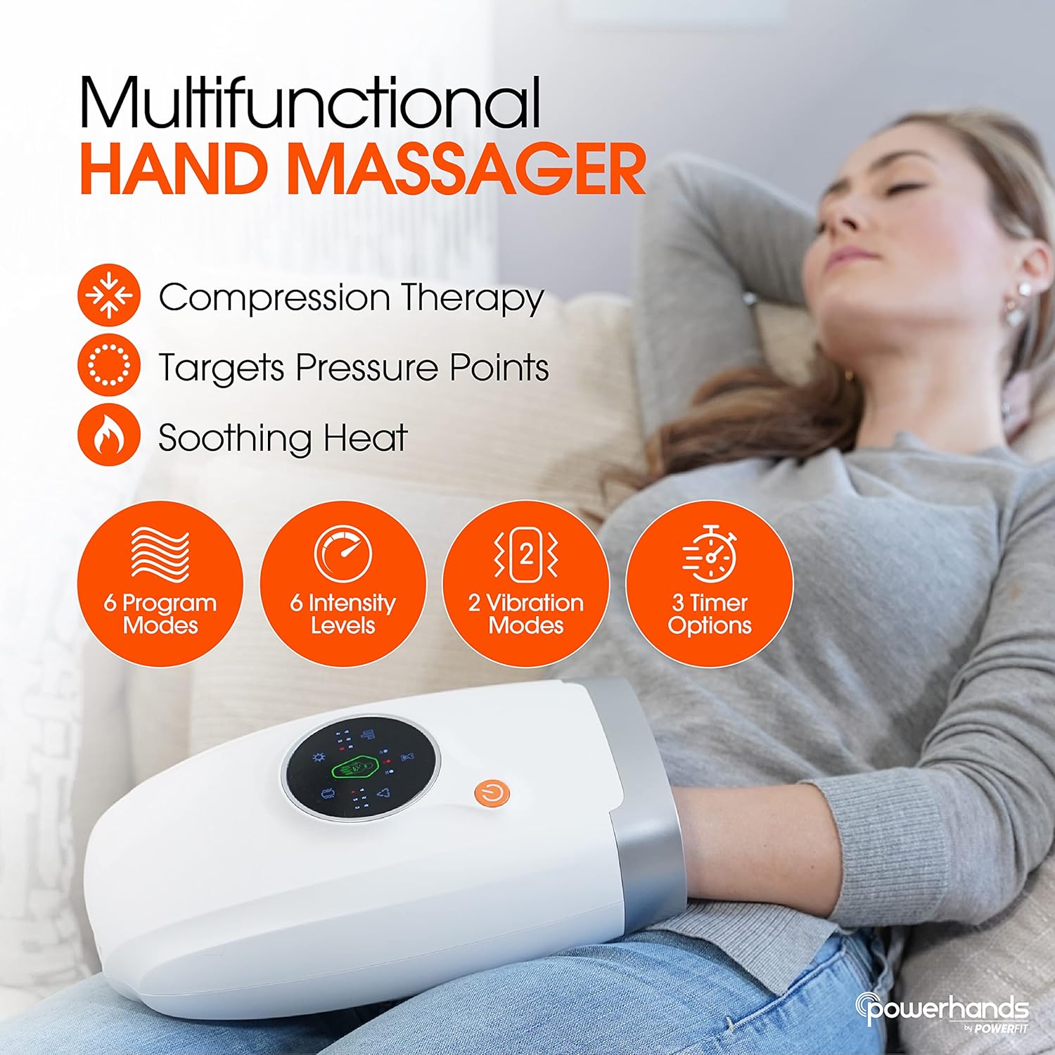 Powerhands Hand Massager for Arthritis, Carpal Tunnel with Heat and Compression