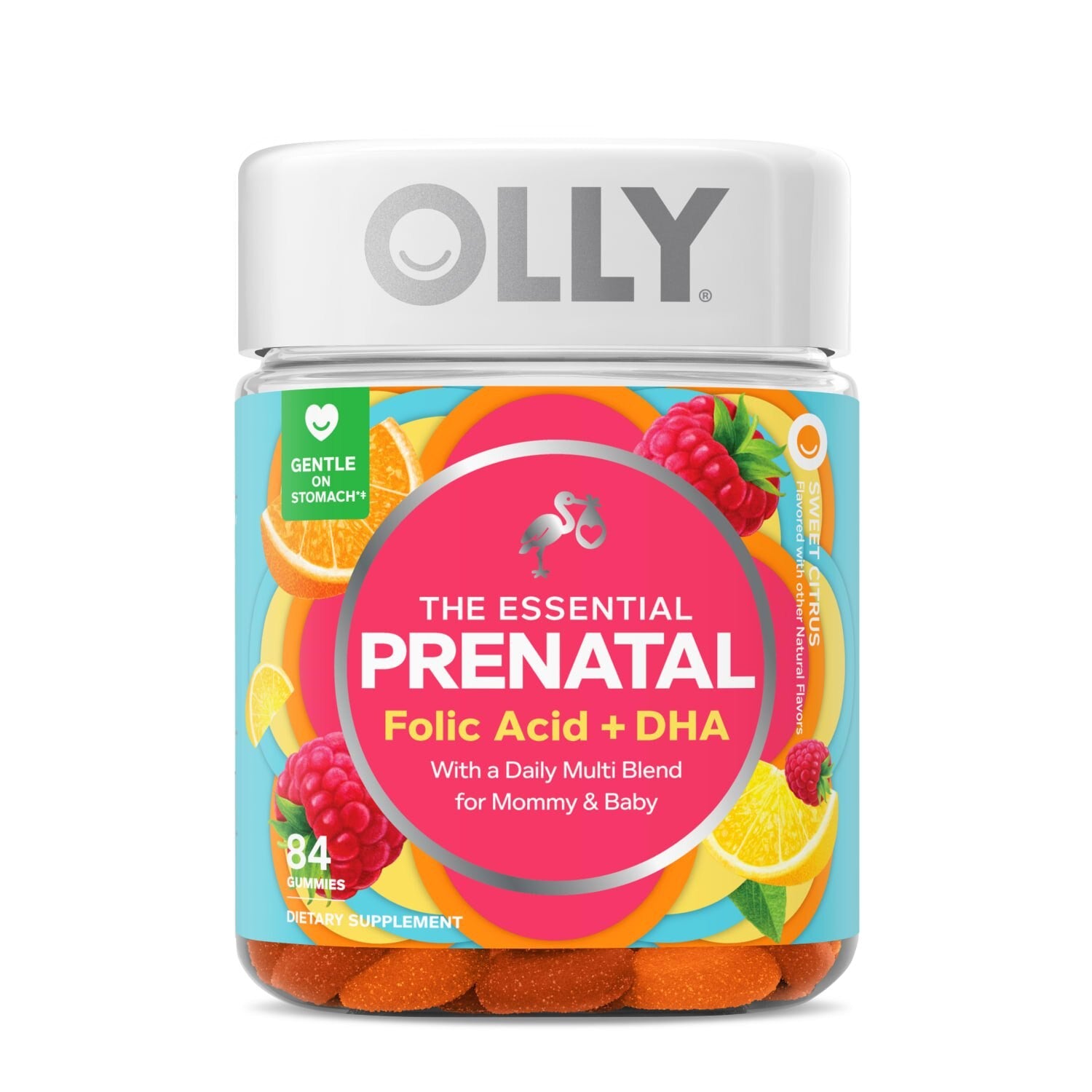 OLLY The Essential Prenatal Multivitamin w/Folic Acid & DHA - Sweet Citrus, 84 Gummies