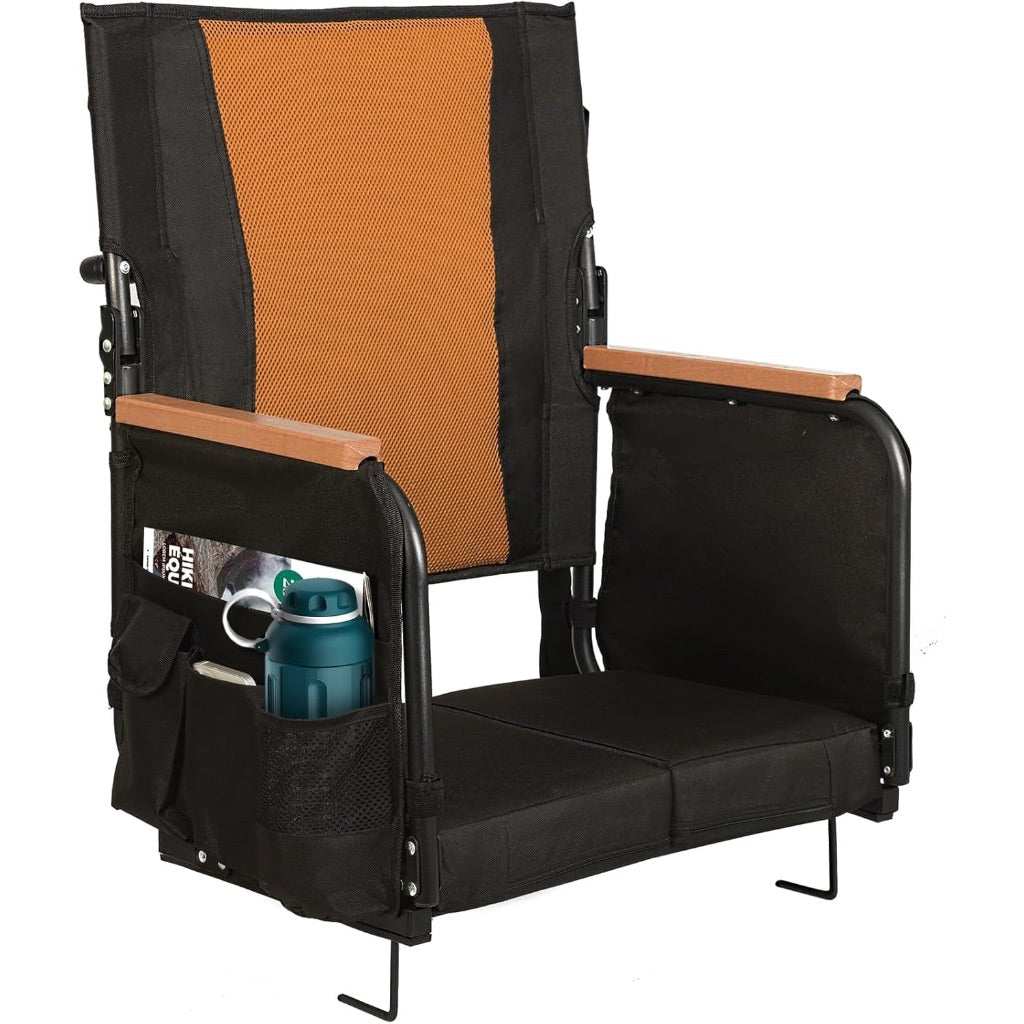 Extra Wide Stadium Seats with Back Support, High Back w/Armrests, Cup Holder, and Storage Pockets