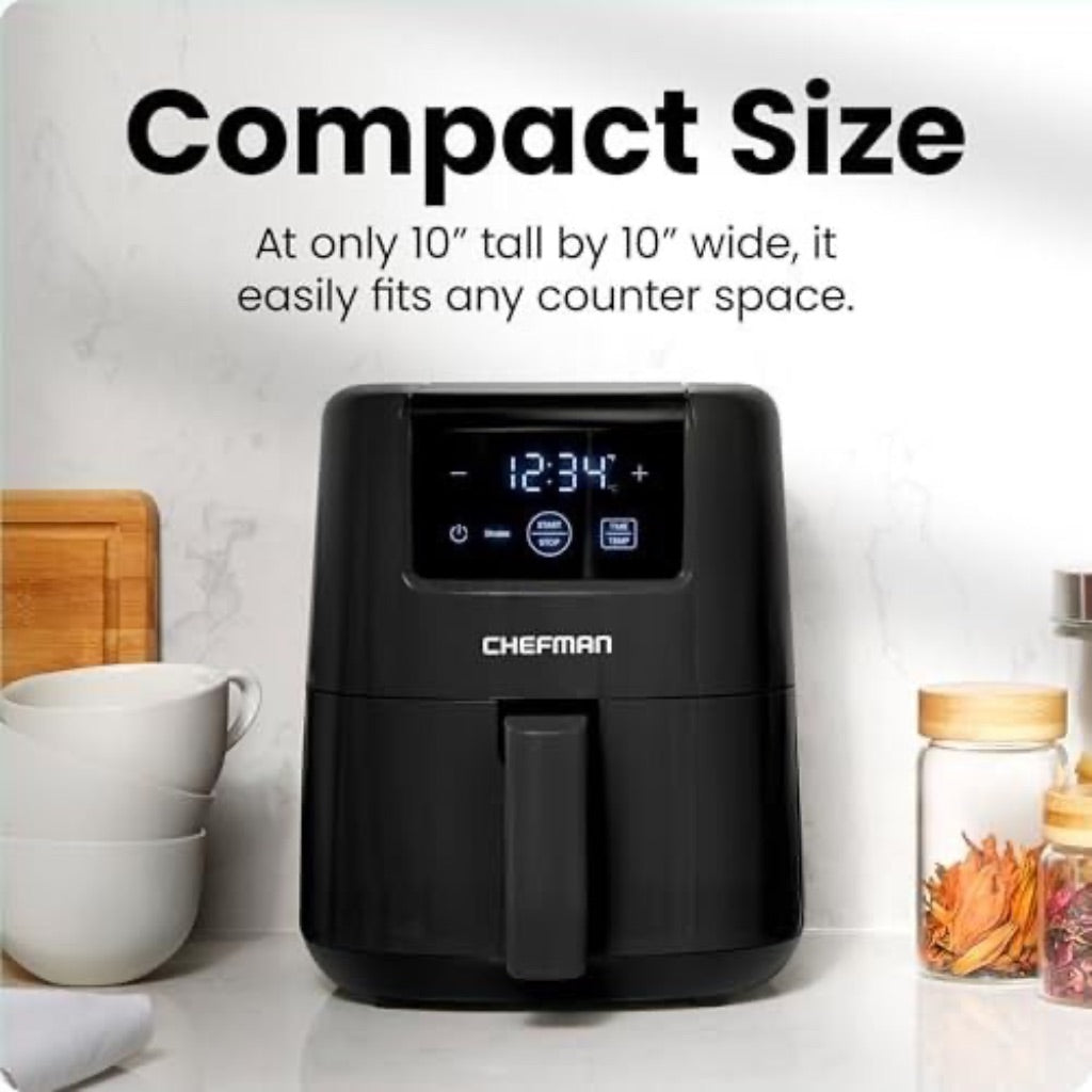 Chefman 2 Qt Compact Air Fryer W/ Digital Display and Shake Reminder - Black  New