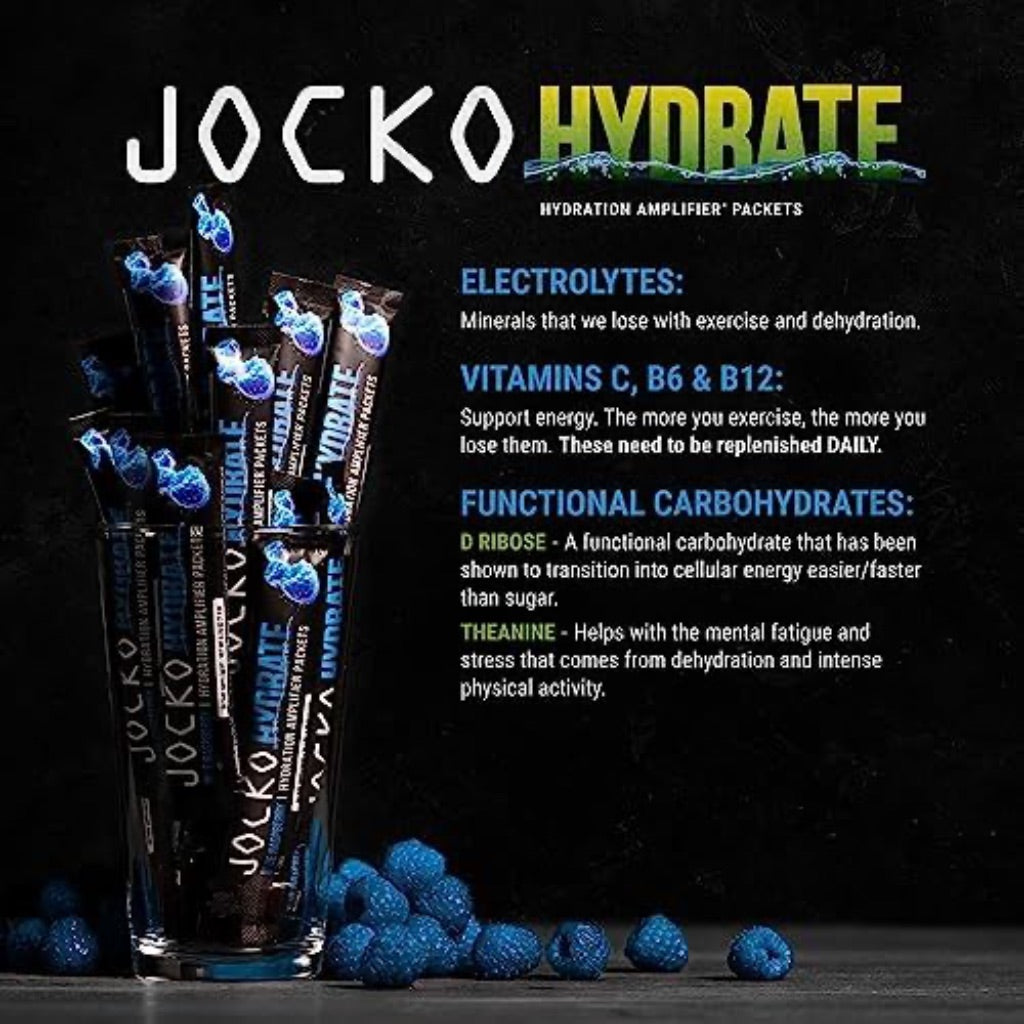 Jocko Hydrate Electrolyte Drink Mix Sticks - Blue Raspberry (16ct)