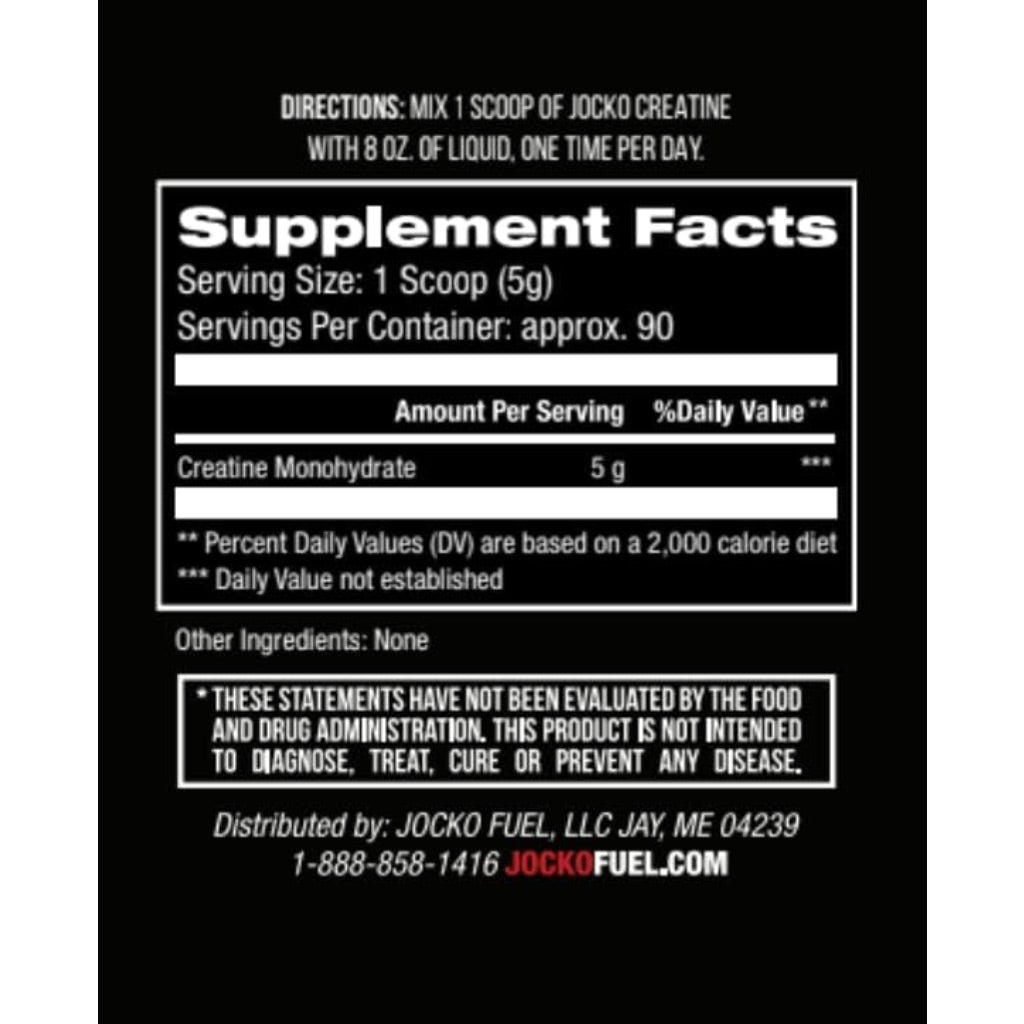 Jocko Fuel Jocko Fuel Creatine Monohydrate Powder, Unflavored, 16oz (90 Servings)