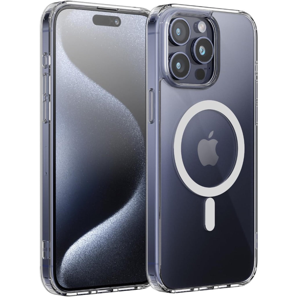 MagSafe Hybrid Phone Case for iPhone 15 Pro with, Military-Grade Protection - Clear