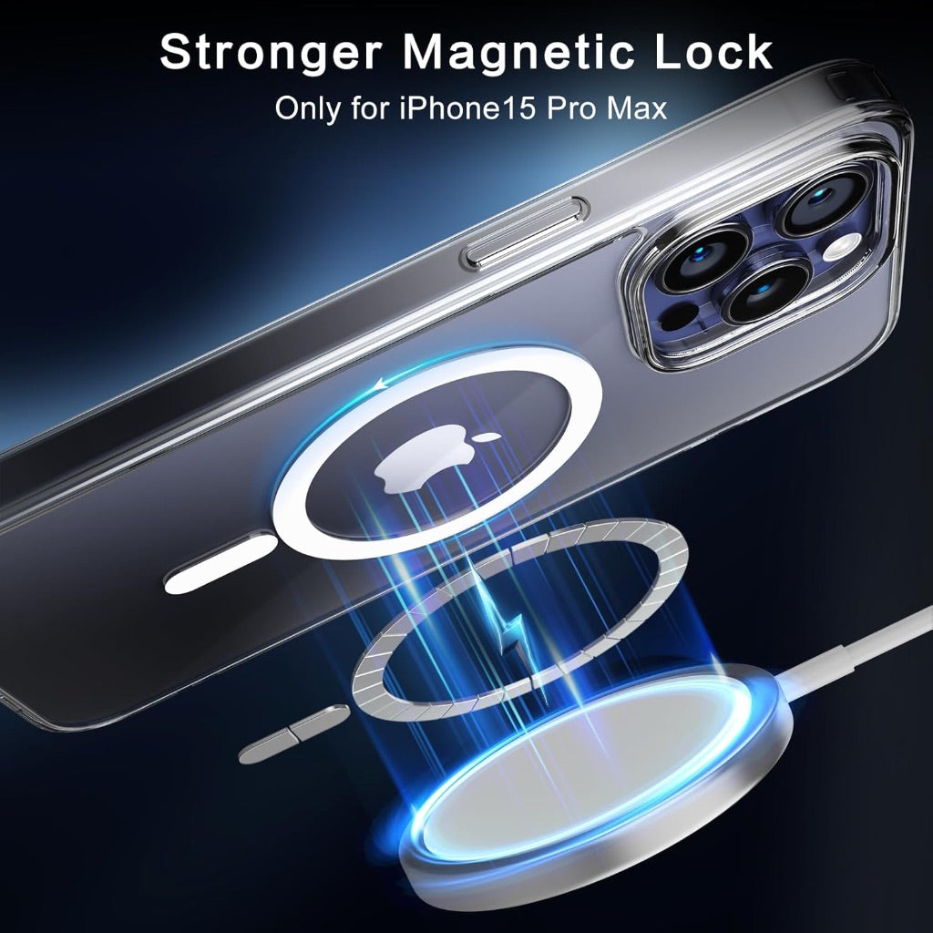 MagSafe Hybrid Phone Case for iPhone 15 Pro with, Military-Grade Protection - Clear