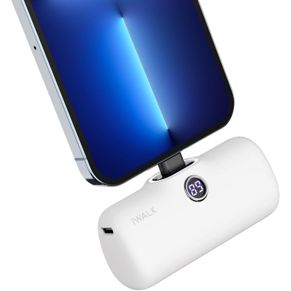 iWALK 18W Portable Fast Charger 4800mAh Power Bank with LCD Indicator, Compatible with Apple - White