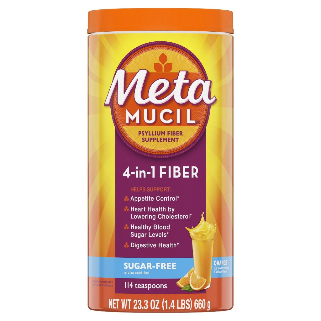 Metamucil 4-in-1 Psyllium Fiber Sugar-Free Powder - Orange, 23.3oz