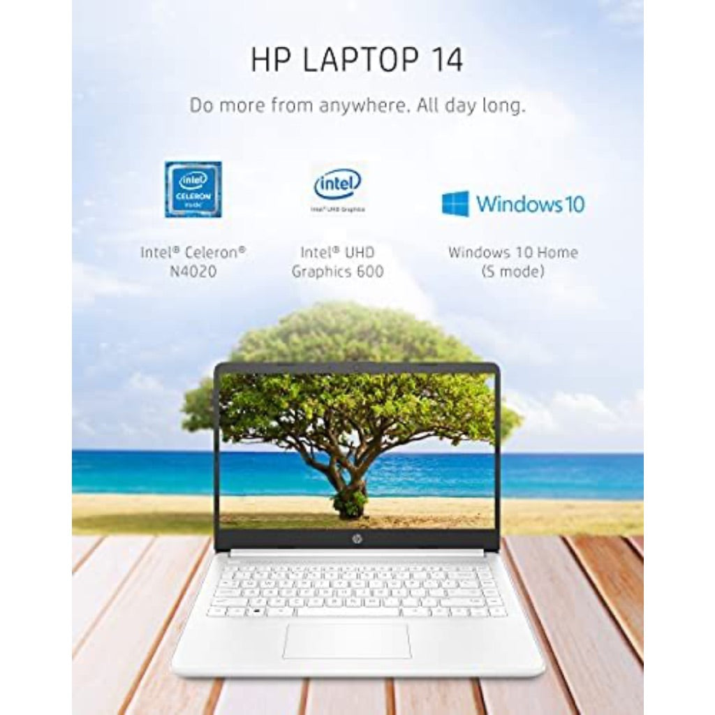 HP 14-dq0040nr 14" HD Notebook, Celeron N4020, 4GB, 64GB EMMC, W10H S Mode,White
