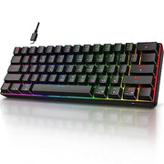KOORUI 60% Wired Gaming Keyboard - 61 Keys, Ultra-Compact, 26 RGB Backlit with Red Switch