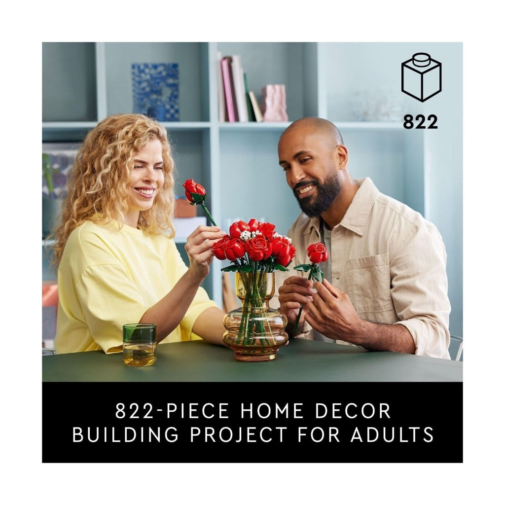 LEGO Icons Dozen Roses ABS Plastic Multicolor 822 Pc, 10328