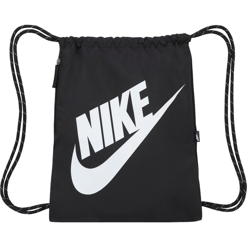 Nike Heritage 13L Drawstring Gym Sack, Black/White