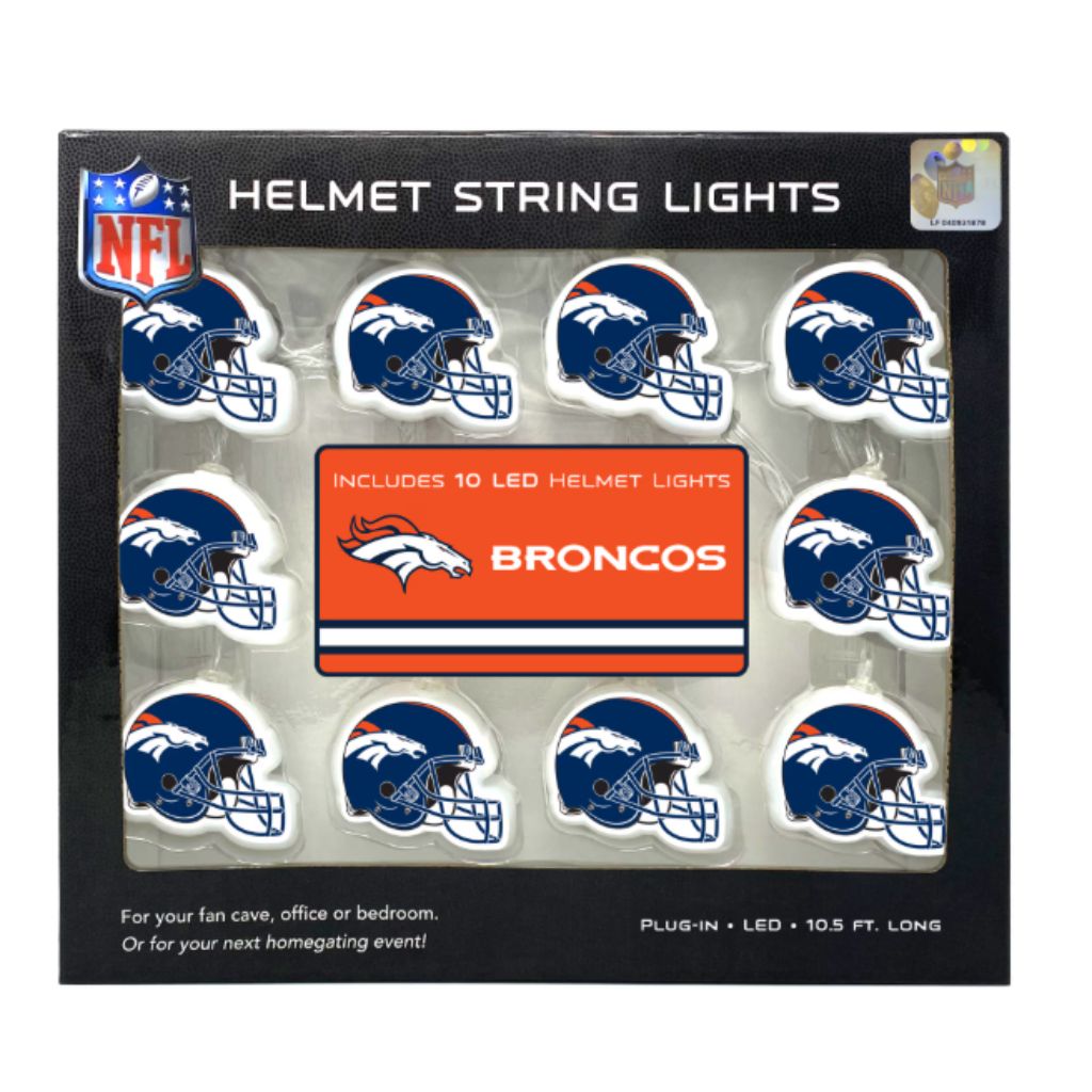 NFL Helmet String Lights - Denver Broncos, 11ft / 10 LED Lights