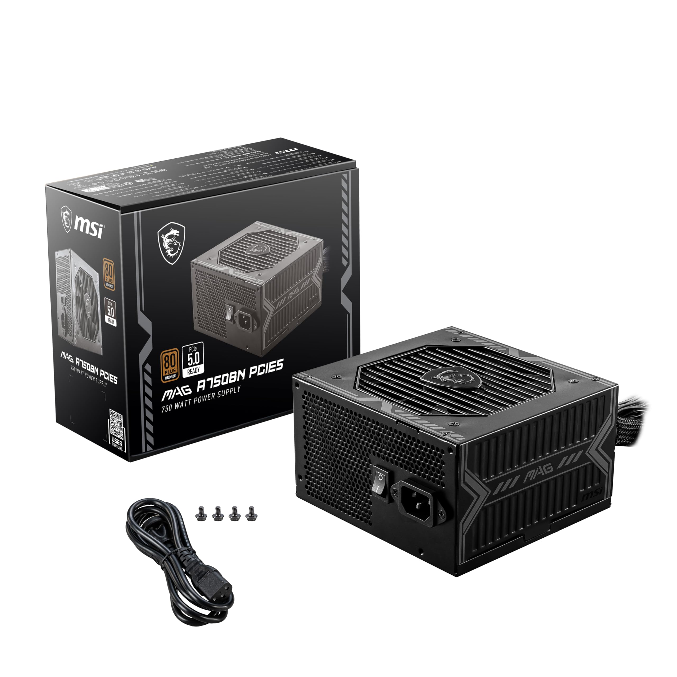 MSI MAG A750BN 750W Fully Wired 80+ Bronze PCIE 5.0 ATX Power Supply