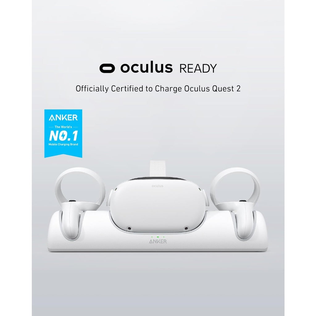 Anker Charging Dock for Oculus Quest 2, Oculus Certified Charging Station Stand Set, Headset Display Holder and Controller Mount Station with 2 Rechargeable Batteries, USB-C Charger and Cable