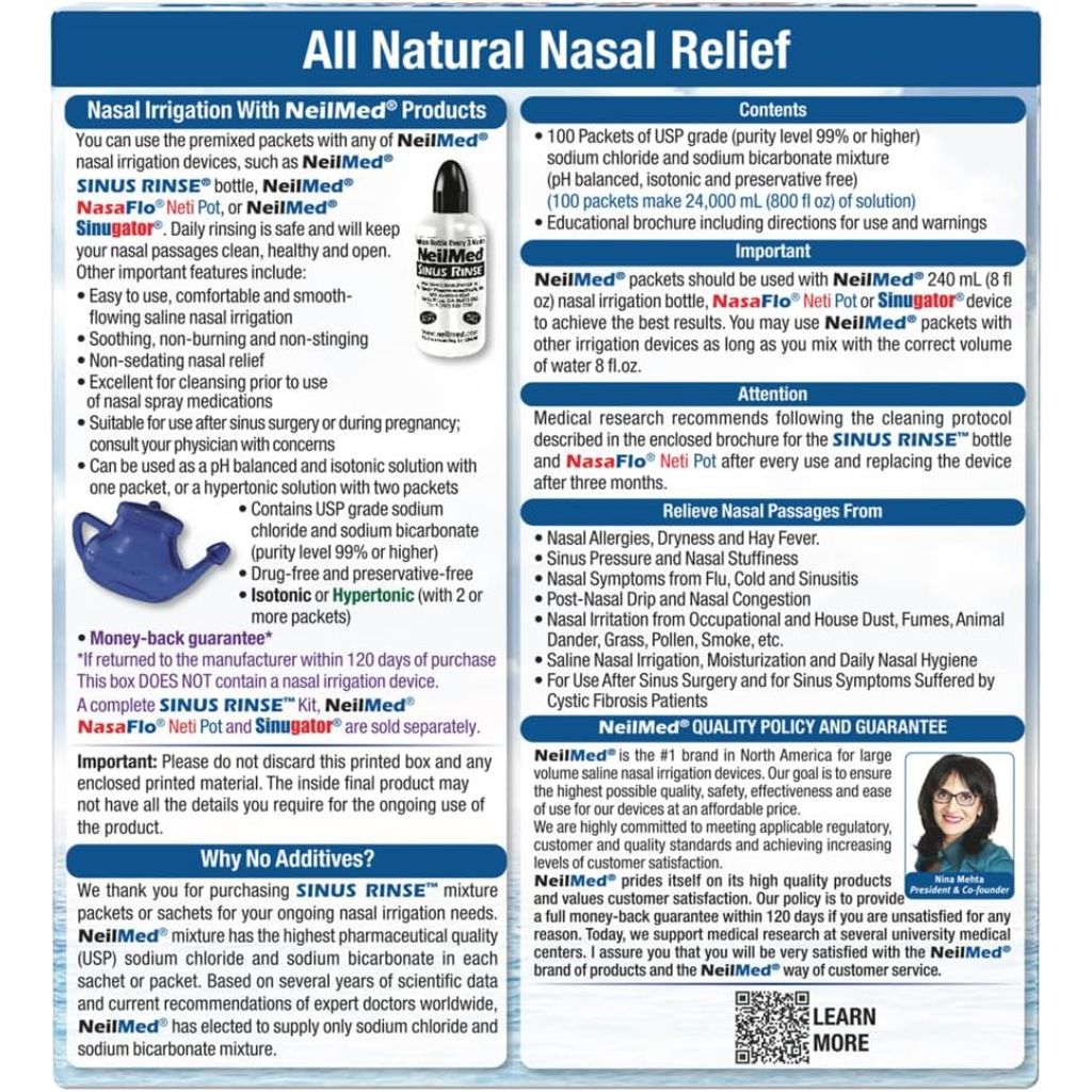 Neilmed Sinus Rinse Sachets - 100 Packets