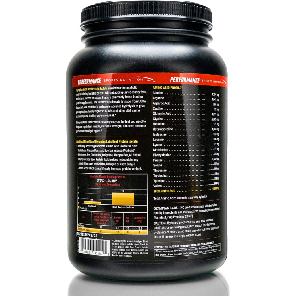Olympian Labs Beef Protein Isolate Powder, Chocolate, 2 Lbs