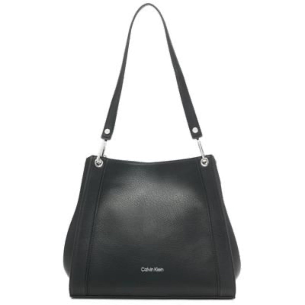 Calvin Klein Reyna Novelty Triple Compartment Shoulder Bag - Black/Silver