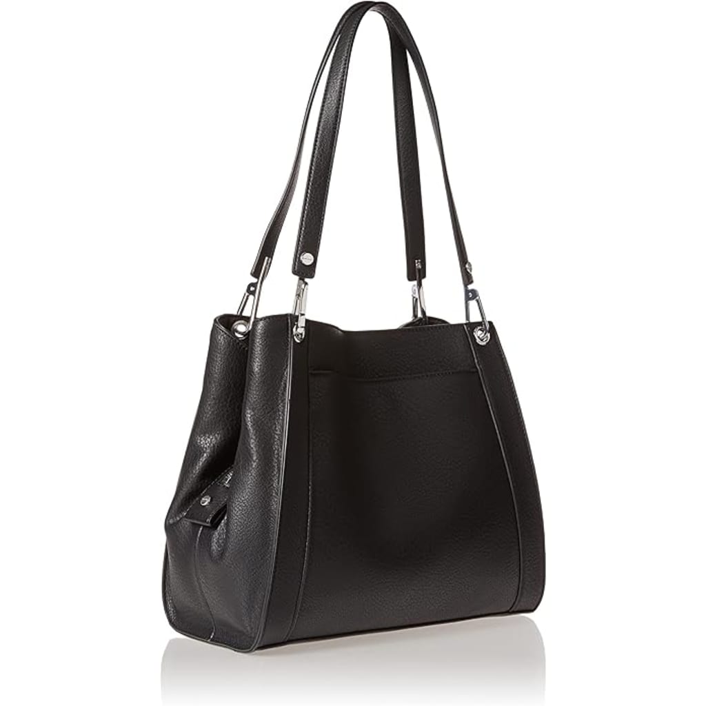 Calvin Klein Reyna Novelty Triple Compartment Shoulder Bag - Black/Silver