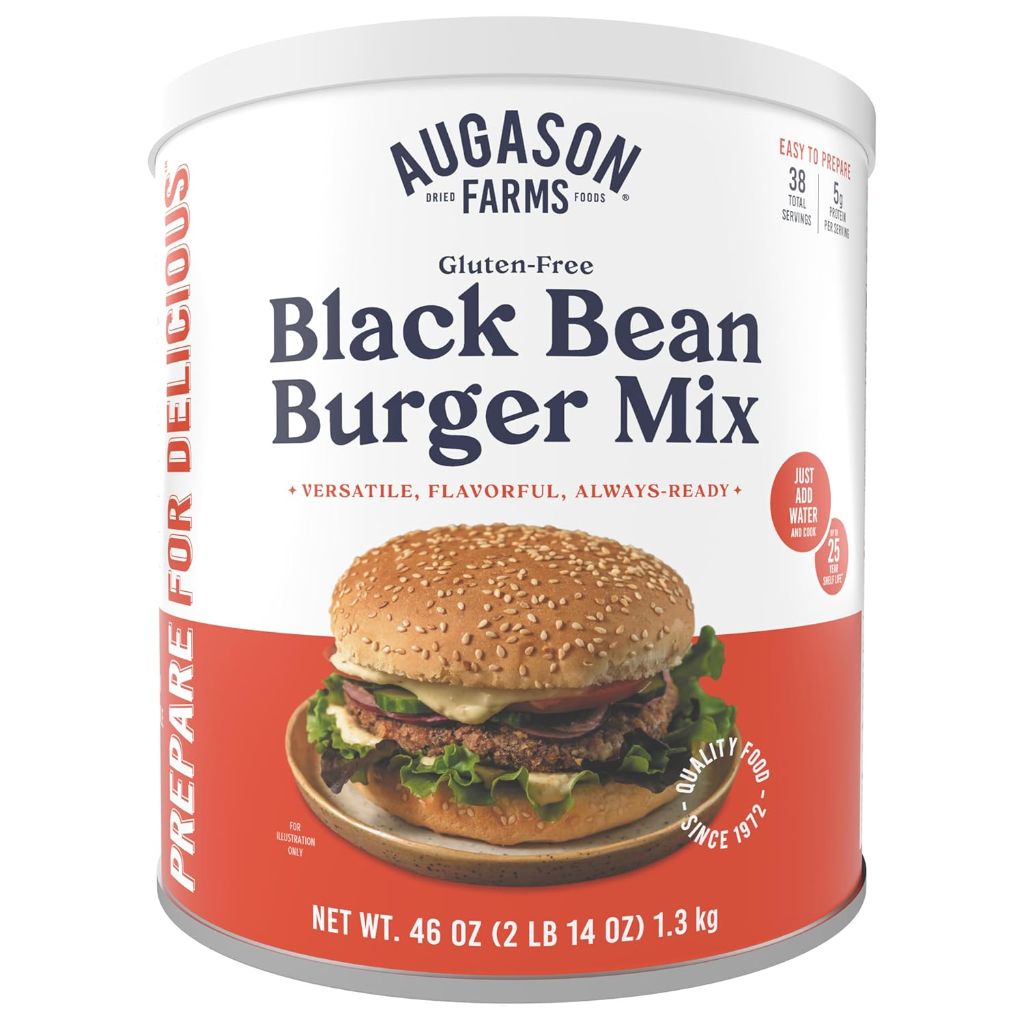 Augason Farms Black Bean Burger Mis, Emergency Food Supply, 46oz (38 Servings)
