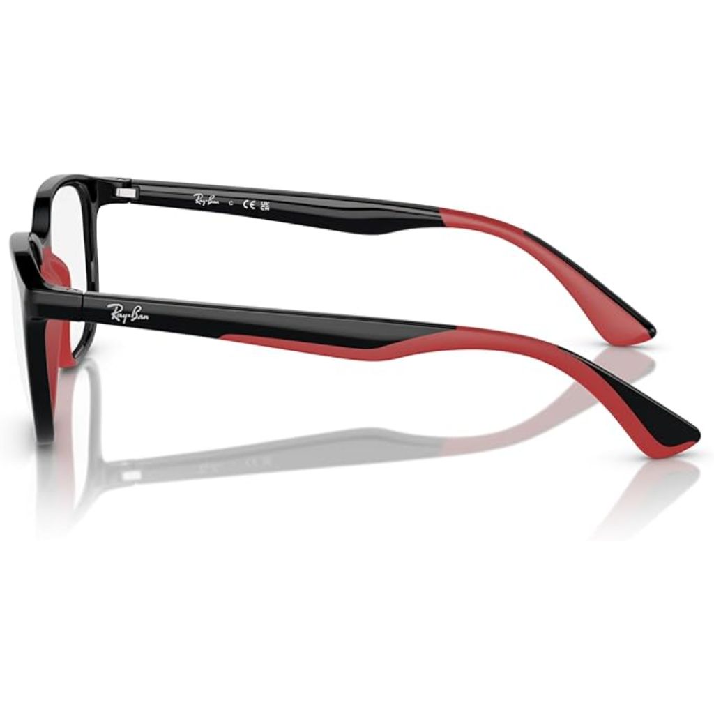 Ray-Ban Kids RY9078VF 3928 Eyewear Frames - Black on Rubber Red, 48/16/135
