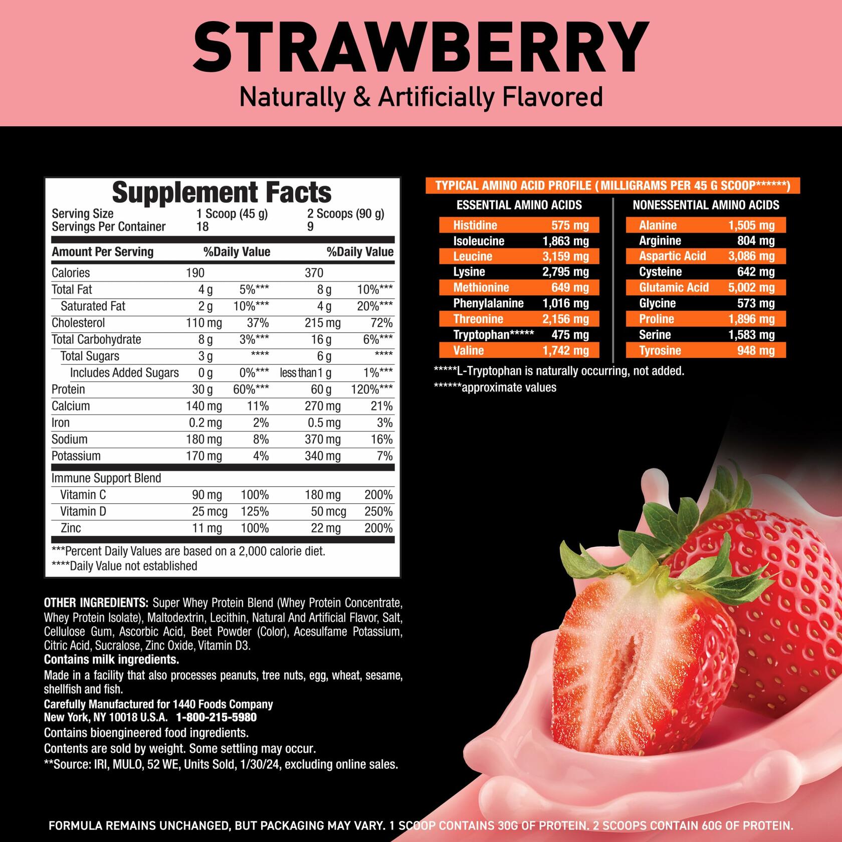 Body Fortress Super Advanced Whey Protein Powder, Strawberry, 1.78lbs (18 Servings)