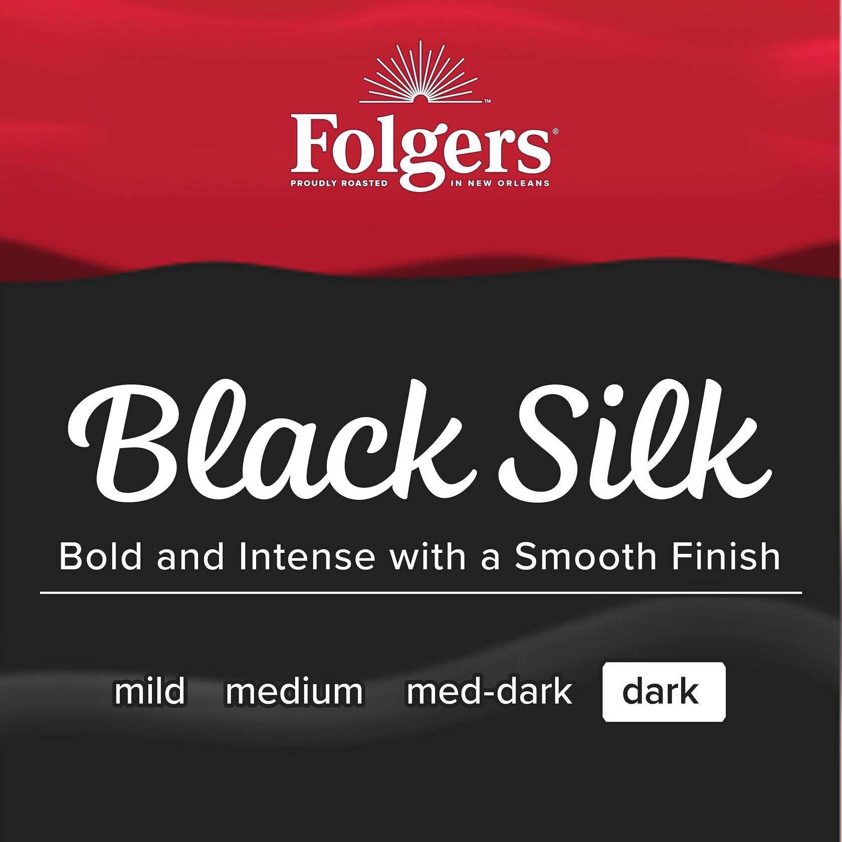 Folgers Black Silk Dark Roast Keurig K-Cup Coffee Pods, 72