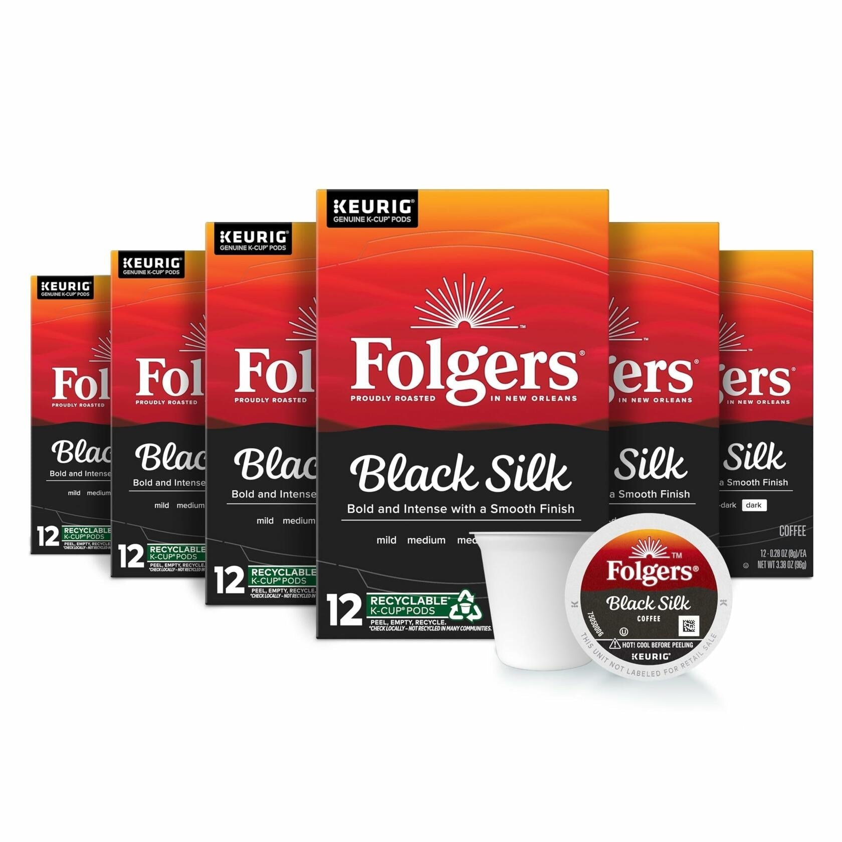 Folgers Black Silk Dark Roast Keurig K-Cup Coffee Pods, 72