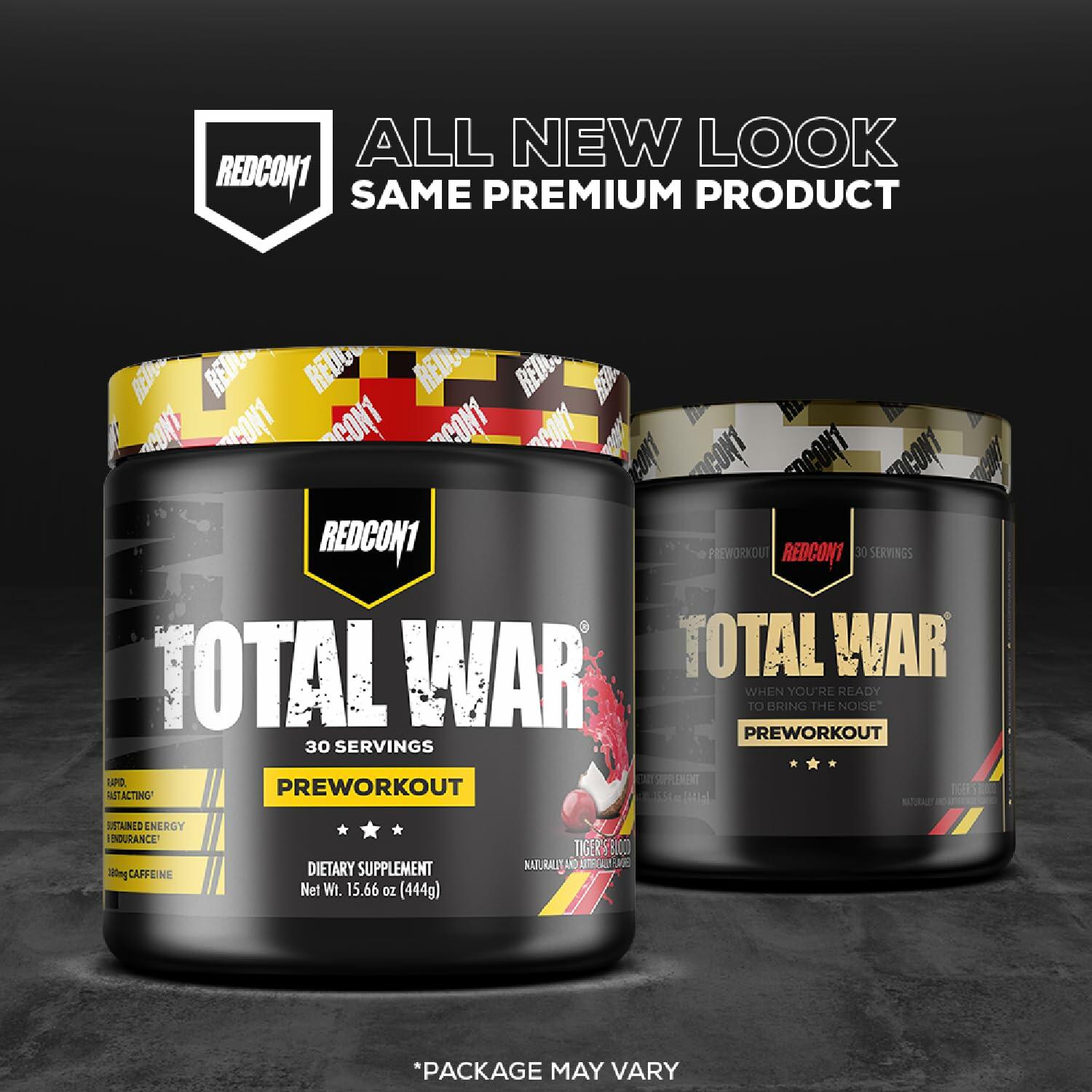 REDCON1 Total War Pump Boosting Pre Workout Powder - Strawberry Mango, 30 Servings