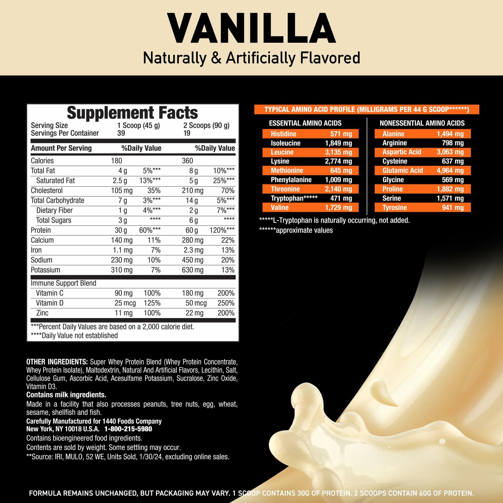 Body Fortress Super Advanced Whey Protein Powder, Vanilla, 3.9 lb (39 Servings)