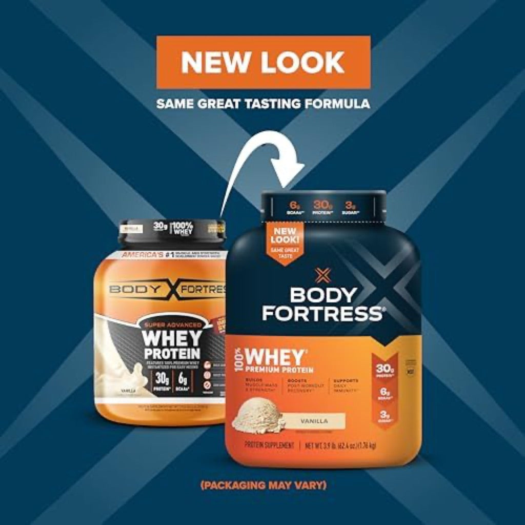 Body Fortress Super Advanced Whey Protein Powder, Vanilla, 3.9 lb (39 Servings)