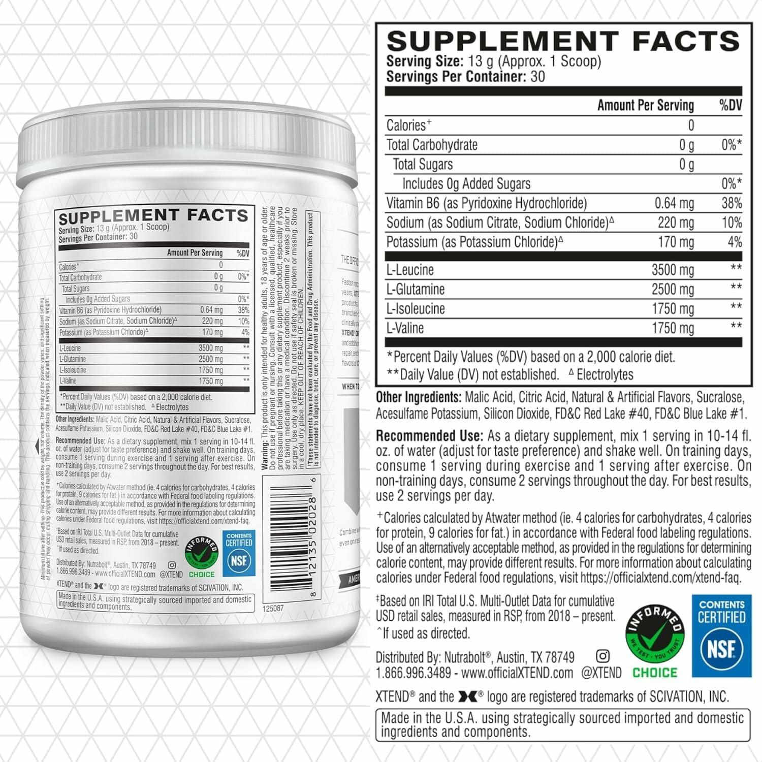 Cellucor XTEND Original BCAA Powder - Knockout Fruit Punch, 30 Servings