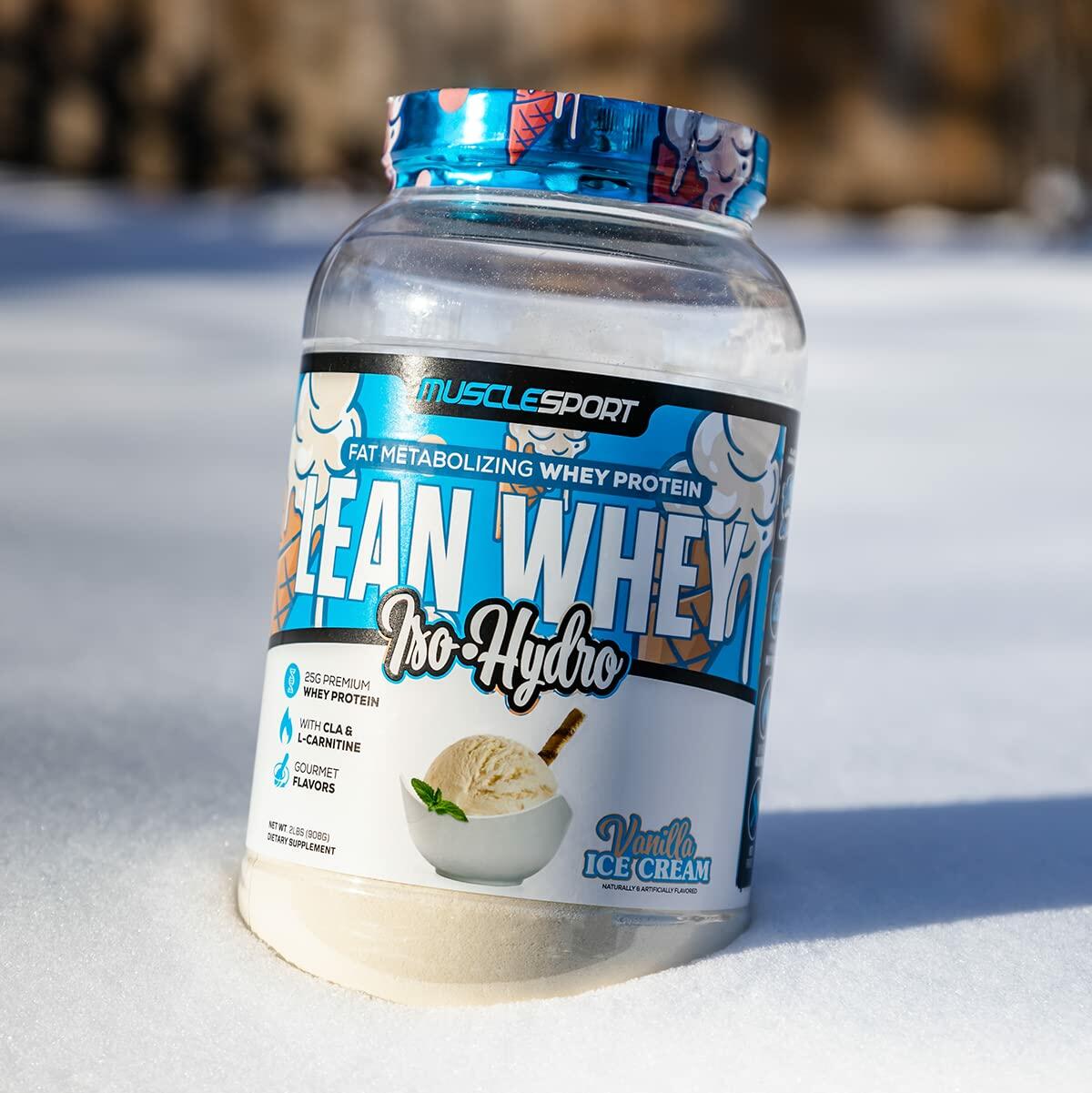 MuscleSport Lean Whey Iso-Hydro Protein Powder - Vanilla Ice Cream, 2lbs
